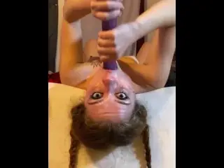 Sloppysuzzy Slobbers as she Throats her Dildo