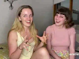 Lesbian Couple Play in the Library