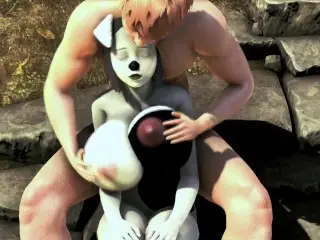 Farmer Milks his Furry Girl Dog until he Spits his Cum