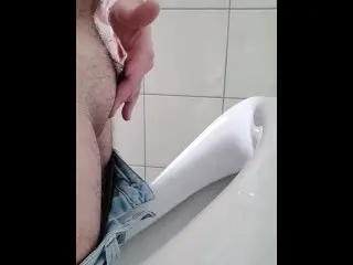 Hairy Bob Pussy is Rubbing Clitoris on Public Men Toilett