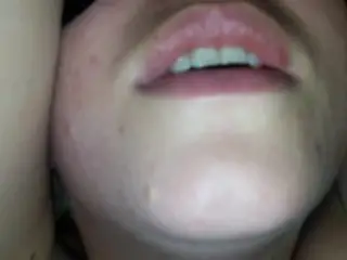 Real POV! very Hot! Cum in Stepsister's Chubby Lips