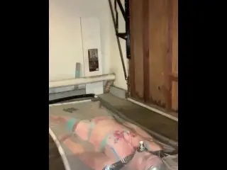 Transgender Girl self Bondage in a Vacbed