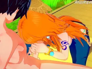 One Piece Hentai: Nami Sucks Luffy Big Cock until Cum in Mouth