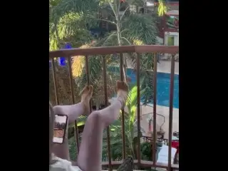 Girlfriend Love Masturbating on Balcony