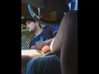 Jacking off and Cumming in Car at Busy Public Parking Lot