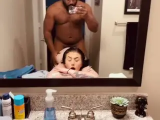 PAWG Sucks and Fucks BCC in Front of the Bathroom Mirror