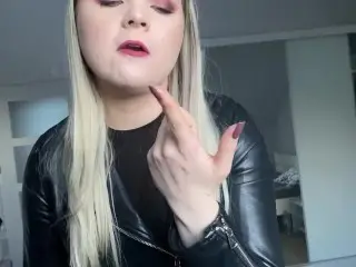 Leather Goddes Spitting on your Face POV