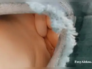 Pussy under Short Shorts Gently Penetrated a Narrow Hole and got an Orgasm.