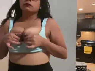 Mommy’s Milky Tits Bounce and Squeezed on Treadmill Lactation