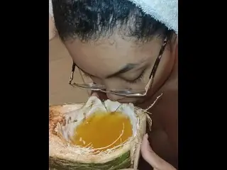 Drinking your Yellow Coconut Water