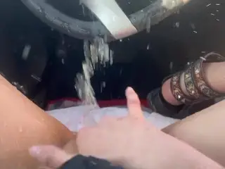 Super Tight Pussy Squirted next to the Freeway. PUBLIC SQUIRT.