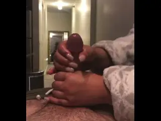 Latina gives Edging Cock Massage Handjob until EXPLOSIVE CUMSHOT!!!