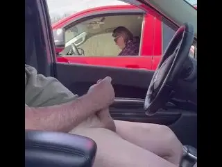 Got Caught Masturbating in Parking Lot, she Watched me Cum