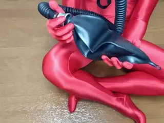 Breath Control Zentai Fetish with Rubber Bag