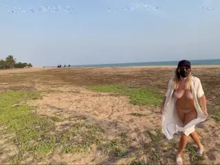 Walking Flashing Tits Ass Undressing with Horses