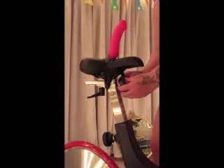 Sizing up my Indoor Bike with very Large Dildo!