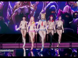 [MMD] hello Venus -wiggle Wiggle Naked Kpop Dance Ahri Akali Kaisa Evelynn Seraphine KDA