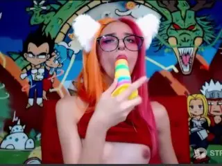 Sexy Chica Se Masturba Con Dildo Arcoiris