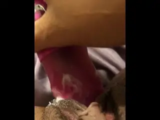 Petite Ebony Rips Toy but is too Horny to Care