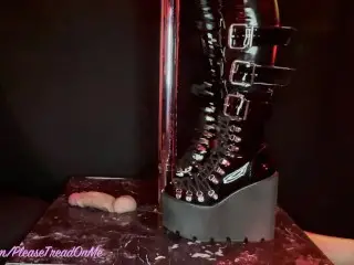 I TRAMPLE and CRUSH his Cock and Balls in my Sexy GOTH BOOTS