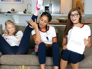 BFFS - three Horny Teens in Yoga Pants Plan on Fucking the new Foreign Boy in their School