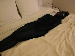 Bound in Latex Hood with Cum Dripping