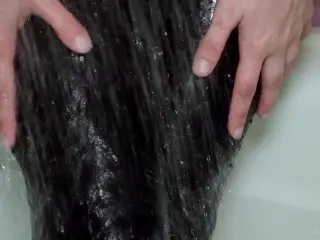 Taking a Shower in Leather Leggings! Water Slowmo