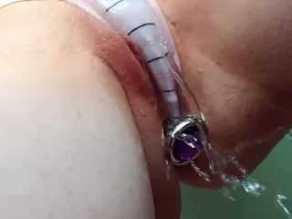 Panty Pee with Butt Plug Inserted