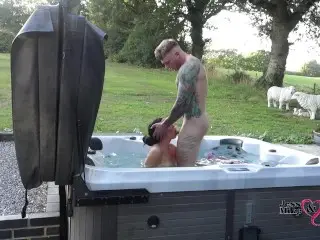 Passionate Outdoor Sex in Hot Tub on Naughty Weekend away