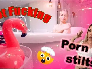 // Juicy MILF Takes a Cock Bath // Andre Love // Porn on Stilts // [4k]