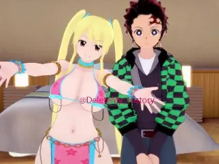 Lucy Heartfilia Dance for Tanjiro and Lets him FUCK