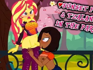 Sunset Shimmer Futa & Tzalanti in the Park Equestria Girls