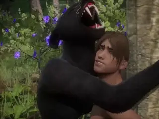 Realistic Furry Suit Blowjob and Fucking (black Panther Version)