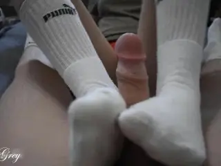 Sexy Footjob in Long Socks 🍆 | Miley Grey