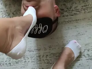 Sniffing Sweaty Feet in Socks