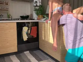 Amateur Couple Fucking and Cooking Together❤️Mess in the Kitchen
