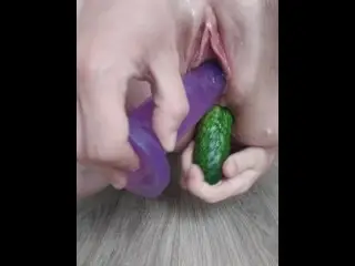 Cucumber in the Ass, Dick in the Pussy, Double Penetration