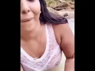 Aunty Outdoor Bathing