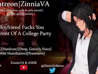 [M4A] Boyfriend Fucks you in Front of a College Party [Rough][Doggystyle][Blowjob/Face Fuck][Facial]