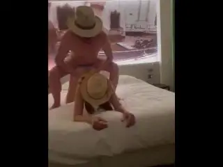 Hot Cowboy Sex in Hats in Venice. Delicious Penis with Champagne