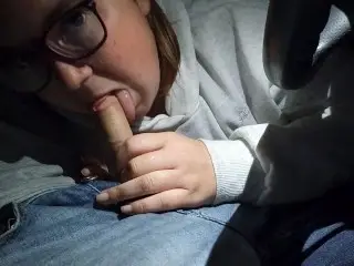 Nerdy Step Sister Sucks me Dry in Car Parking Lot after a Night out