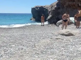 Naked on Public Beach, I Teasing the Swimmers