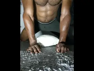 Muscular College Student Desperate to Fuck Humping Pillow with Loud Moning