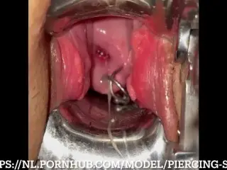 Sounding her Uterus with Nice View on her second Uterus Piercing!