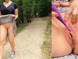 Sexy Leisure - Hiking in the Forest Turns into Quick Pussy Masturbation and a Big Cum Load