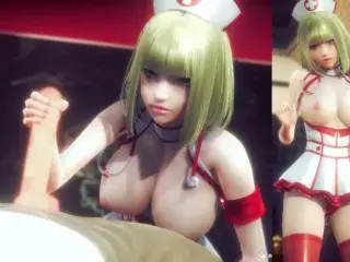 [hentai Game Honey Select 2 Libido]sexy Nurse's Big Tits Beauty Rubs her Breasts and Sex.