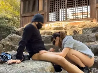 I had a Cute Girl Give me a Blowjob in a Park in a Residential Area♡cum in Mouth♡