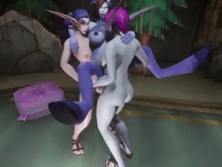 Futa Elves have a Threesome with a Hot Demon Girl Double Penetration | Warcraft 3D Porn Parody