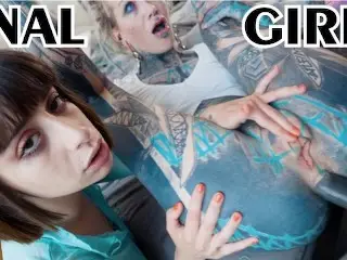 Heavy Tattooed Couple Fuck a Inocent Girl in her ASS - ANAL, Gape, AtM, ATOGM, Facial Cumshot,