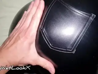 ShinyWetLookX - Wet Oiled Pussy Fingering Sound in Shiny Wetlook Leather Leggings